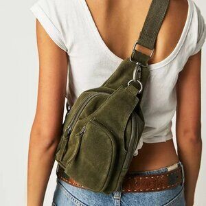 Free People Hudson sling bag in olive green